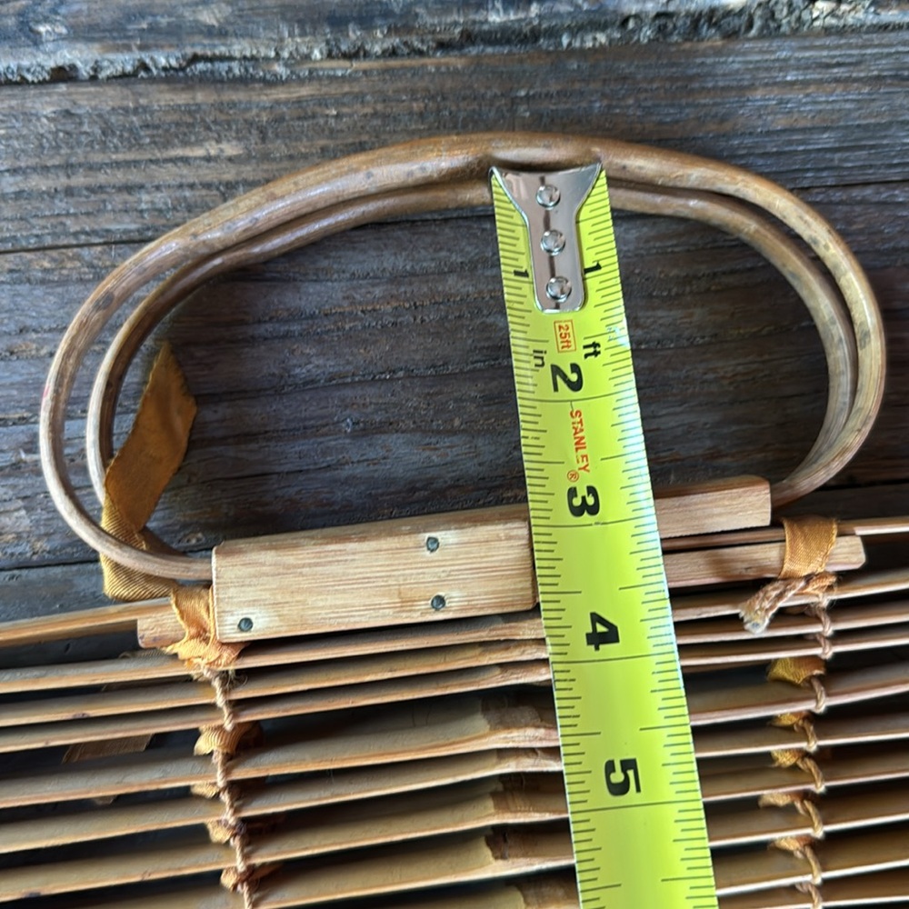 Vintage 1960’s bamboo large folding purse tote basket EVC - Picture 12 of 15